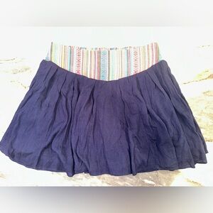 EUC A. Peach Size Large Navy Blue Women's Skort with Multicolor Waistband‎
